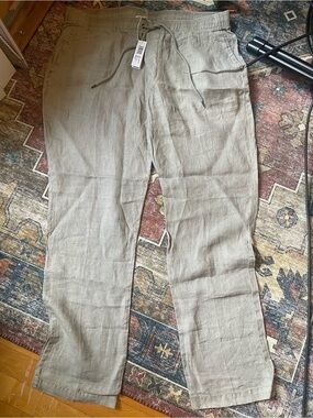 James Perse Linen Drawstring Pants - Taupe/Khaki